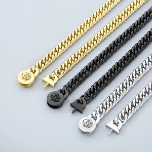 Polished Cuban chain necklaces with skull clasps in gold, black, and silver finishes