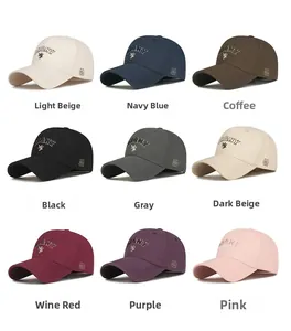 Detailed grid display of 9 colored cotton baseball caps with premium 3D letter embroidery