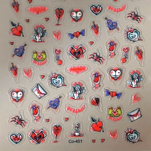 Realistische 5D Halloween-Nagelaufkleber mit blutigen Herzen und Gothic-Punk-Motiven