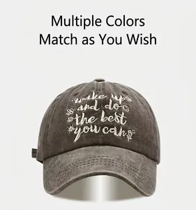Macro detail of washed dark grey cotton fabric and embroidery on retro baseball cap