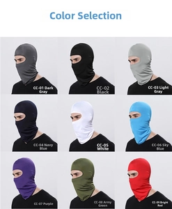 Detailed color chart of windproof cycling balaclavas in nine versatile elastic fabrics