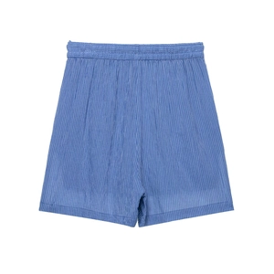 Short à rayures bleues avec taille élastique et tissu en coton naturel confortable
