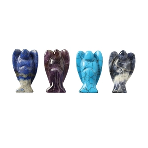 Set of 1.5-inch crystal angel figurines in amethyst, lapis lazuli, turquoise, and sodalite