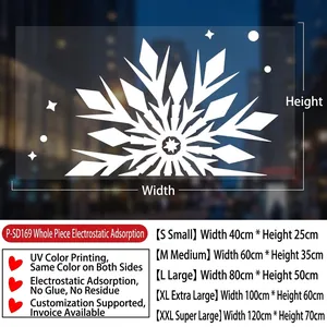Size chart for Christmas window stickers showing widths and heights for S to XXL sizes