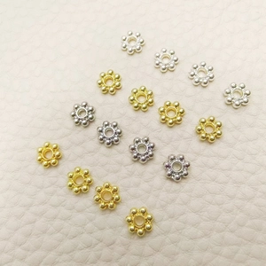 18k gold-plated flower spacers in gold and silver for DIY jewelry bracelet making