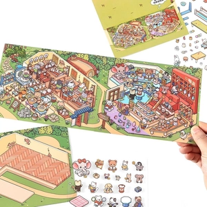 Cartoon cat ceramic workshop DIY stickers for scrapbooking and creative decoration