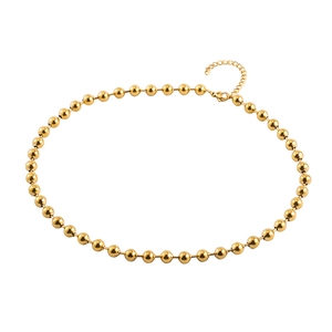 Minimalist 18K gold plated stainless steel bead chain necklace with lobster clasp