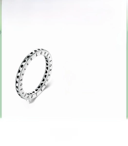 Detail of S925 silver heart ring showing Forever Love engraving and hollow design