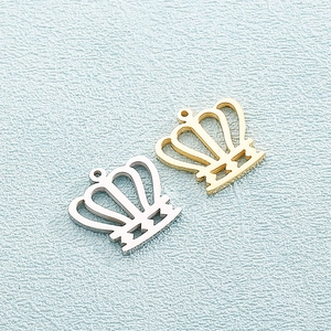 Stainless Steel Crown Pendant Hollow Cross Design Trendy Jewelry Making Charm DIY Accessory For Necklace
