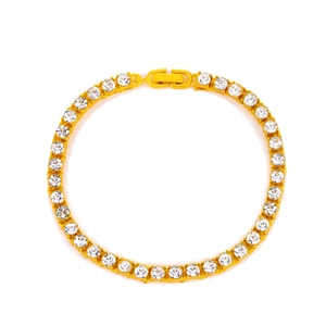 Bohemian gold-plated tennis anklet with sparkling zircon crystals and secure folding clasp