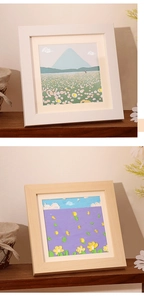 Detail view of 6x6 inch 3D textured oil painting frames with floral landscapes