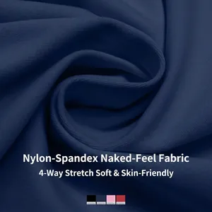 Dark blue nude-feel yoga bra made of soft four-way stretch nylon spandex fabric