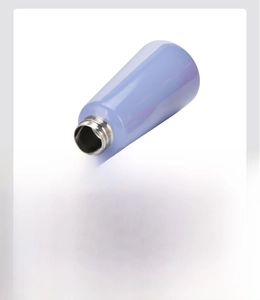 Detail of lavender 304 stainless steel vacuum insulated water bottle with metal threading