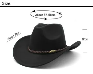 Guida alle taglie per cappello da cowboy in feltro con misure di altezza corona e tesa