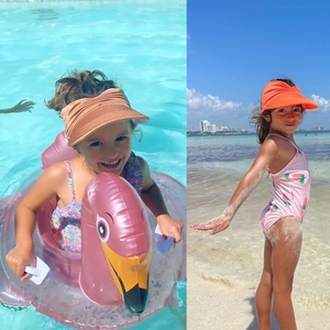 Kids summer sun visor hat with pleated texture for beach and outdoor UV protection