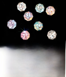Close-up of 8mm octagonal faceted iridescent crystal stud with titanium steel base