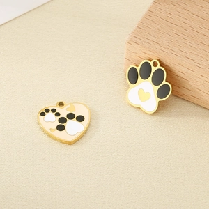 Cartoon Katzen- und Hundepfoten Anhänger aus goldfarbenem Edelstahl für DIY-Schmuck