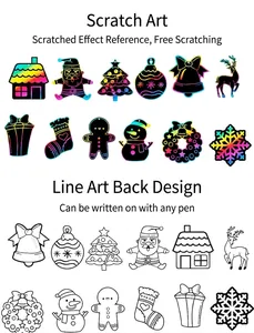 Double-sided Christmas scratch art cards with rainbow colors and DIY drawing back