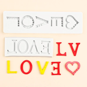 Silicone LOVE letter and heart molds for Valentine cake fondant and chocolate DIY
