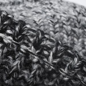 Thick wool blend knitted bucket hat with grey mixed color texture and warm ear protection