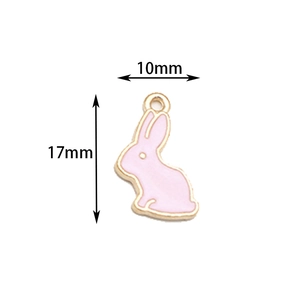 Detailed view showing dimensions of a 17mm x 10mm cute pink bunny enamel alloy pendant