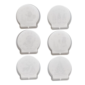 6-pack Christmas silicone molds featuring Santa, snowman, and reindeer for DIY candle crafts
