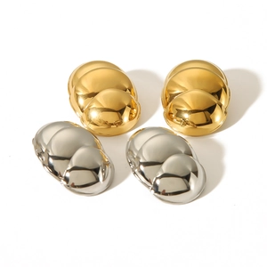 Boucles d'oreilles modernes en acier inoxydable doré 18k et argent au design fluide