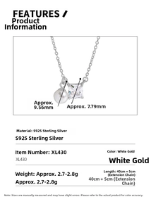Detailed specs of S925 sterling silver necklace with square zircon and pearl pendant