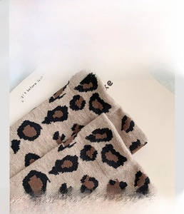 Detailed macro view of the high-elasticity leopard print sock cuff in cotton blend fabric