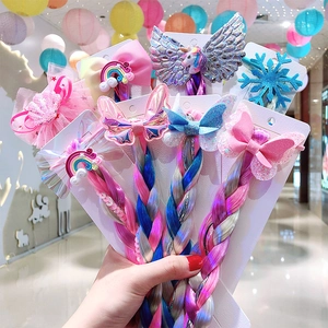 Extensions de cheveux licorne et arc-en-ciel avec tresses pour petites filles