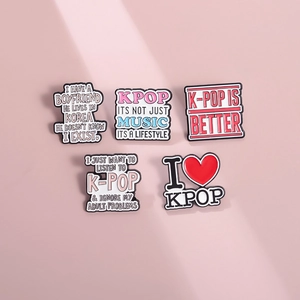 Creative K-Pop Enamel Brooch Pin Set Alloy Letter Heart Slogan Badges For Clothing Backpack Accessories Women Girls Gift