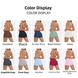 Détails des 10 coloris pour l'ensemble brassière dos croisé et short taille haute