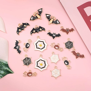 Halloween Bat Spider Spiderweb Alloy Enamel Drip Oil Charms Pendants For DIY Jewelry Making Necklaces Earrings