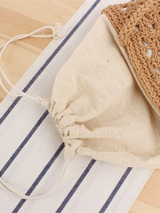 Hollow cotton rope woven tote bag with drawstring lining for beach vacation and daily use