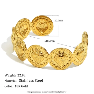Bracelet jonc fraise en acier plaqué or 18 carats avec dimensions et spécifications