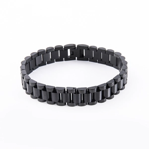 Matte black stainless steel watch link bracelet for men with industrial design