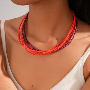 Multi-layer Seed Bead Necklace Bohemian Vintage Glass Beads Alloy Findings Vacation Style Jewelry For Women