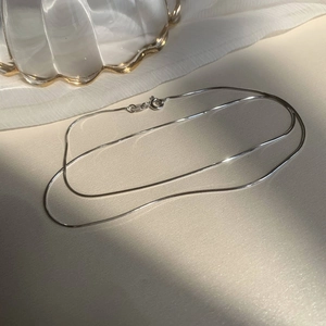 Minimalist S925 sterling silver snake chain necklace with an elegant S-hook clasp