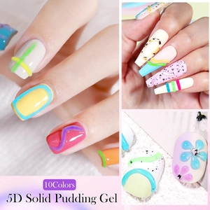 Professional 5D solid pudding gel nail art kit featuring 10 macaron jelly colors
