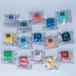 Retro Mini Handheld Game Console Keychain Plastic Electronic Brick Puzzle Classic Games Portable Pocket Toy