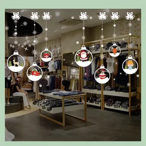 Christmas window decals with Santa, reindeer, and snowflakes for glass door decoration