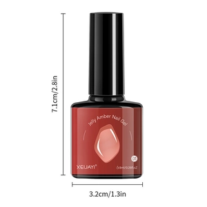 Red 8ml Jelly Amber Nail Gel bottle with dimensions 7.1x3.2cm in high-quality studio shot