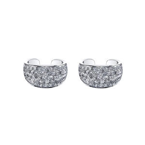 Elegant silver wide pavé-set hoop earrings with shimmering cubic zirconia stones