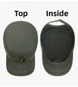 Top and interior view of army green cadet cap with Airborne embroidery and dragon patch