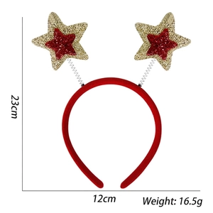Detailed dimensions of the red and gold Christmas star headband with spring coils