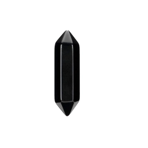 Double pointed black obsidian hexagonal crystal wand for healing and meditation