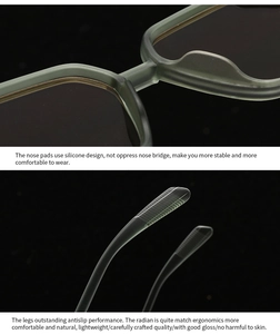 Détail des plaquettes en silicone et des branches antidérapantes des lunettes de soleil