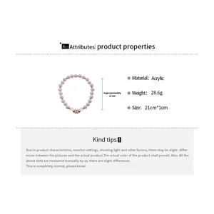 Detailed technical diagram of a beaded acrylic flower bracelet showing a 21cm circumference