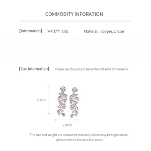 Spécifications détaillées de taille pour boucles d'oreilles fleur et feuille avec dimensions