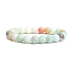 8mm natural stone bead bracelet set with rose quartz and tiger eye stones on white background